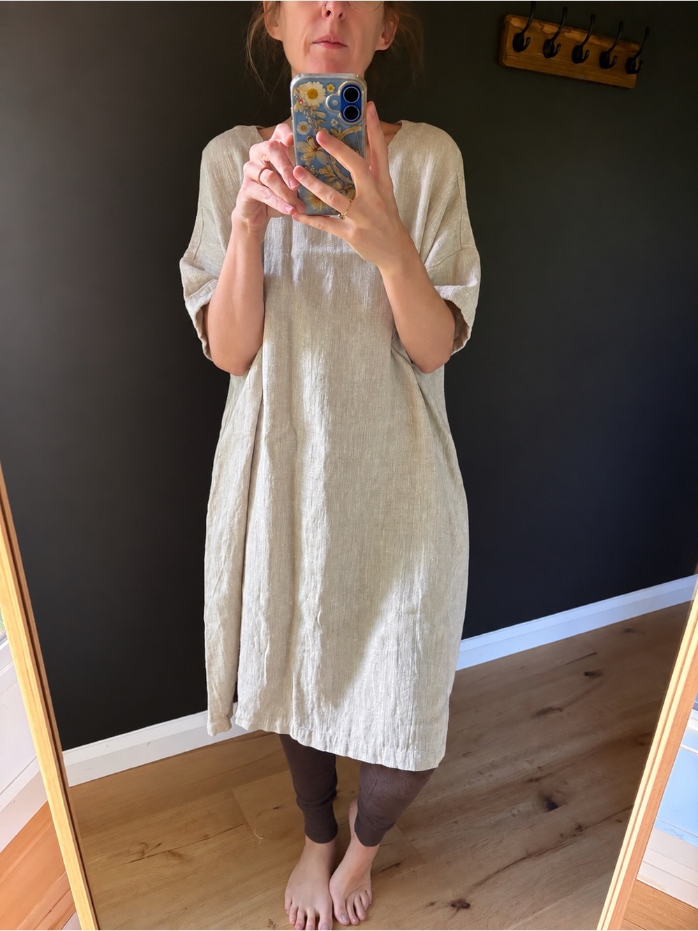 Not Perfect Linen - RENNES Dress - Natural Oversized Midi Dress - One Size - Picture 5 of 7